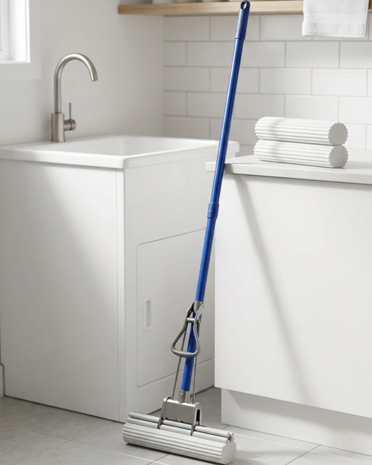 Tuxan PVA Sponge Mop 120 cm with Lever Wringer and 2 Refills - Lifestyle view