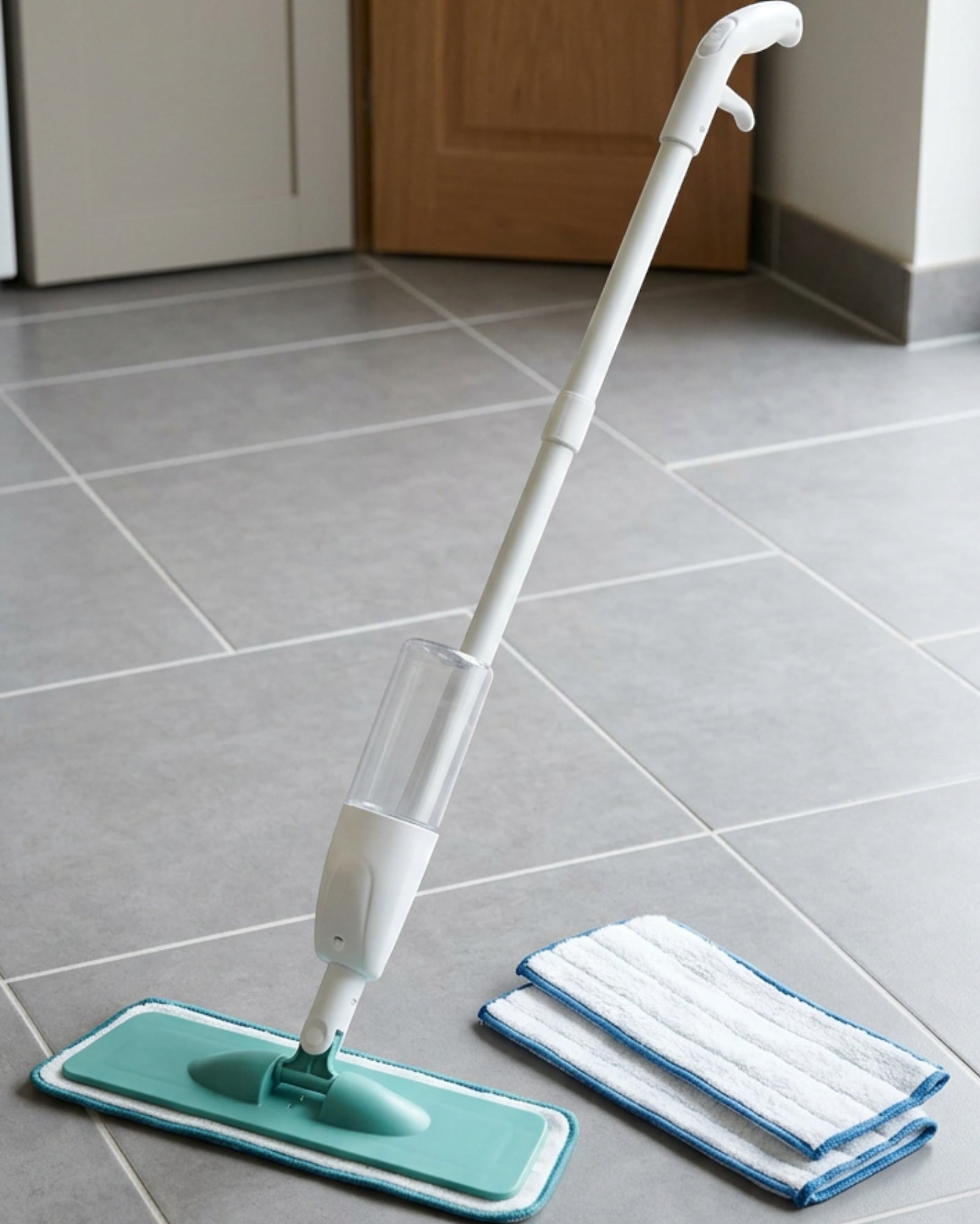 Tuxan Spray Flat Mop 128 cm with 450 ml Bottle Jade - Lifestyle view