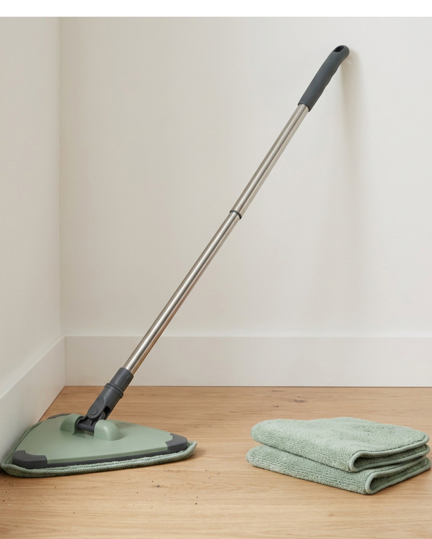 Tuxan Triangular Swivel Mop 95-140 cm with 3 Pads Sage - Lifestyle view
